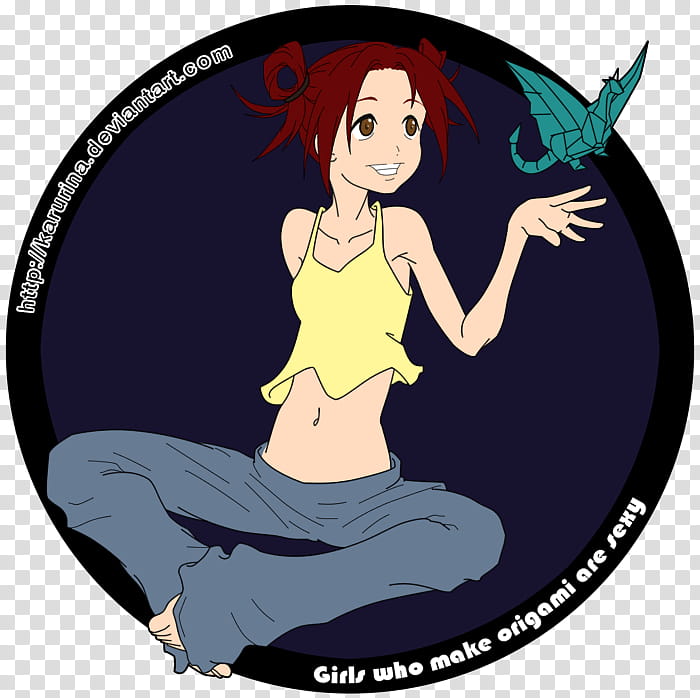 Origami girl, red haired girl anime character illustration transparent background PNG clipart