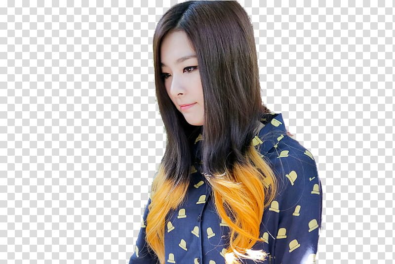 SeulGi, woman wearing blue shirt with ombre hair transparent background PNG clipart