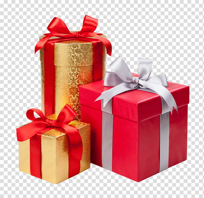 Christmas , gold and red gift boxes transparent background PNG clipart