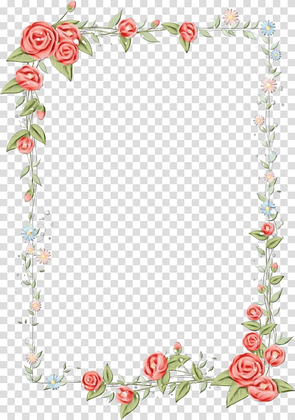 Flowers Frame, Watercolor, Paint, Wet Ink, Floral Design, Rose, Frames, Watercolor Painting transparent background PNG clipart