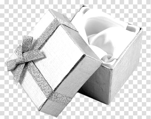 CHRISTMAS MEGA, opened gray gift box transparent background PNG clipart