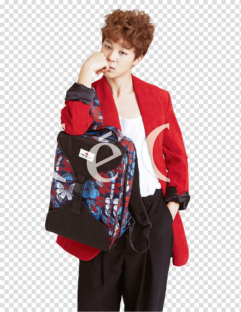 BTS, man carrying black, blue, and red floral back transparent background PNG clipart