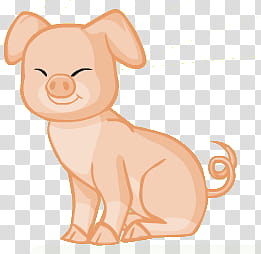 Funny Animals, smiling pink pig illustration transparent background PNG clipart