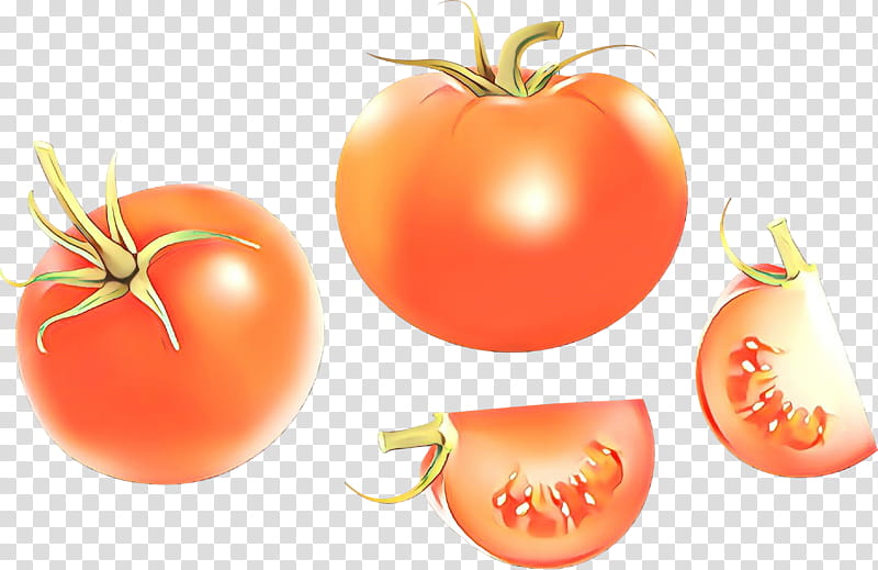 Tomato, Cartoon, Natural Foods, Solanum, Vegetable, Fruit, Orange, Plum Tomato transparent background PNG clipart