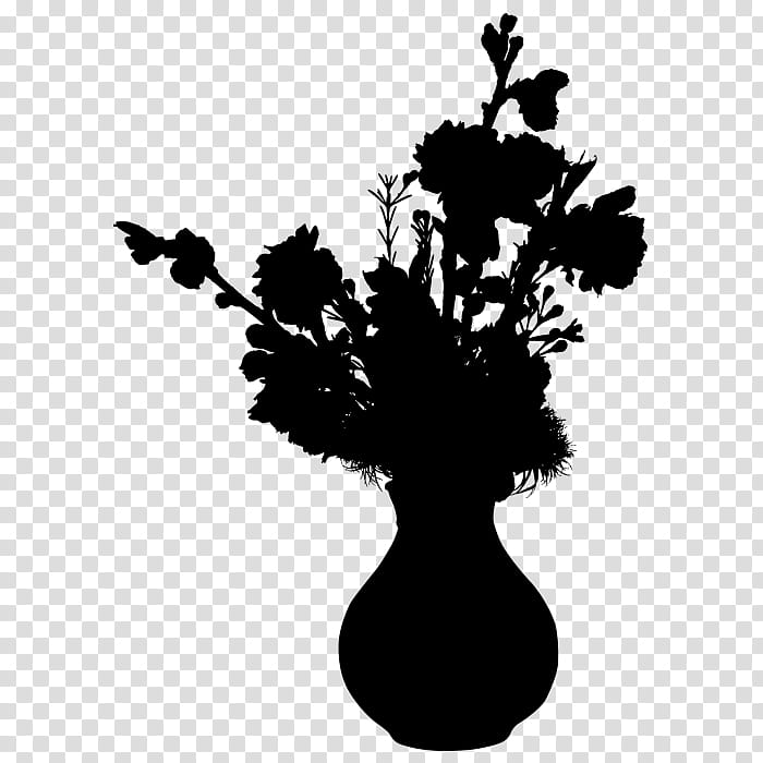 Tree Of Life, Silhouette, Flower, Leaf, Vase, Branch, Plant, Blackandwhite transparent background PNG clipart