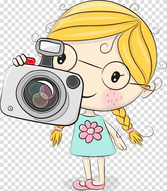 Camera Drawing, Watercolor, Paint, Wet Ink, , , Cartoon, Girl transparent background PNG clipart