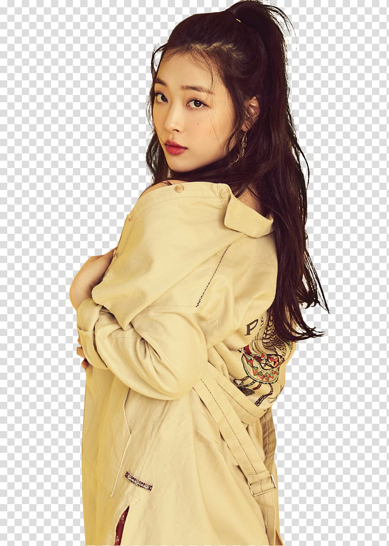 Sulli  HAPPYSULLIDAY, woman wearing beige robe transparent background PNG clipart