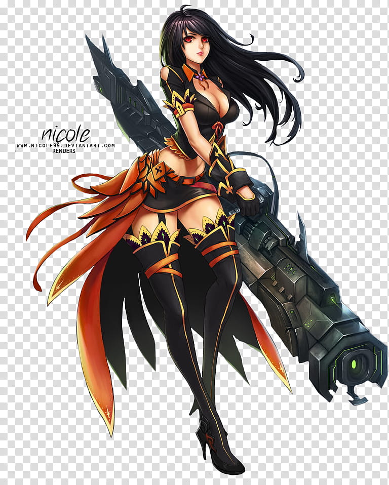 Gun Master Render, Nicole from Fantasy anime character transparent background PNG clipart
