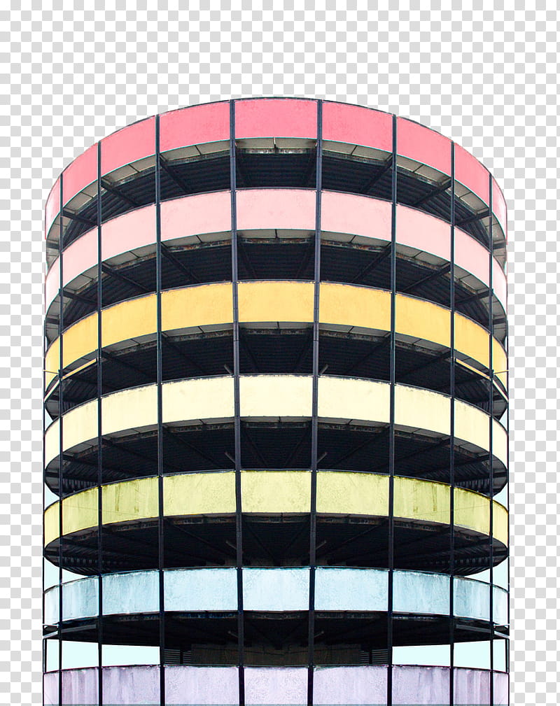 white and multicolored high building close-up transparent background PNG clipart