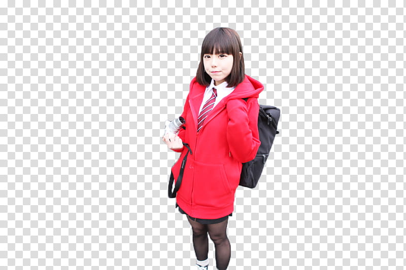 girl wearing red coat transparent background PNG clipart