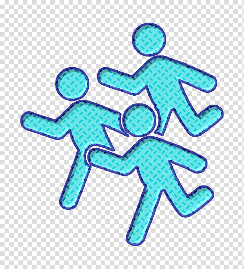 Group of men running icon Humans 2 icon Run icon, People Icon, Turquoise, Gesture transparent background PNG clipart