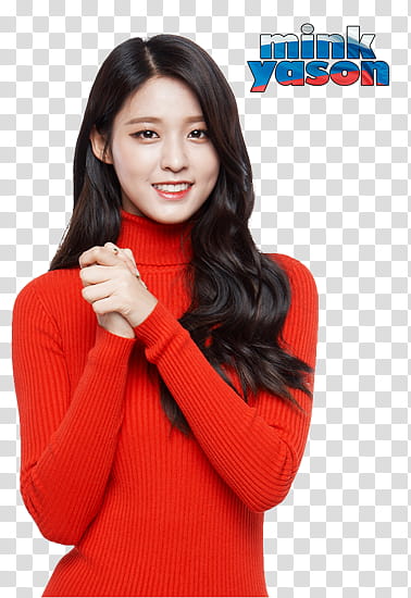 Renders with Seolhyeon of AOA, smiling woman wearing turtle-neck sweater clasping her hands transparent background PNG clipart