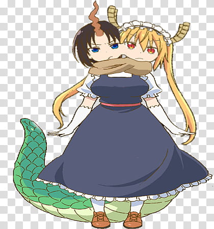 Tohru and Elma conjoined transparent background PNG clipart.