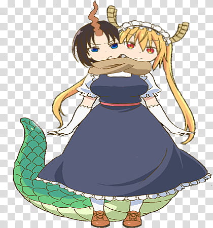 Tohru and Elma conjoined transparent background PNG clipart