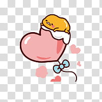 Gudetama, pink heart balloon illustration transparent background PNG clipart