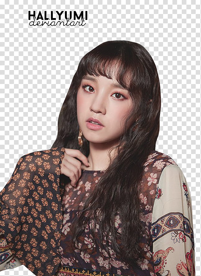 G I DLE HANN, woman in brown long-sleeved top transparent background PNG clipart