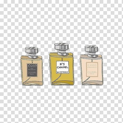 overlays, three Chanel Coco fragrance bottles illustration transparent background PNG clipart