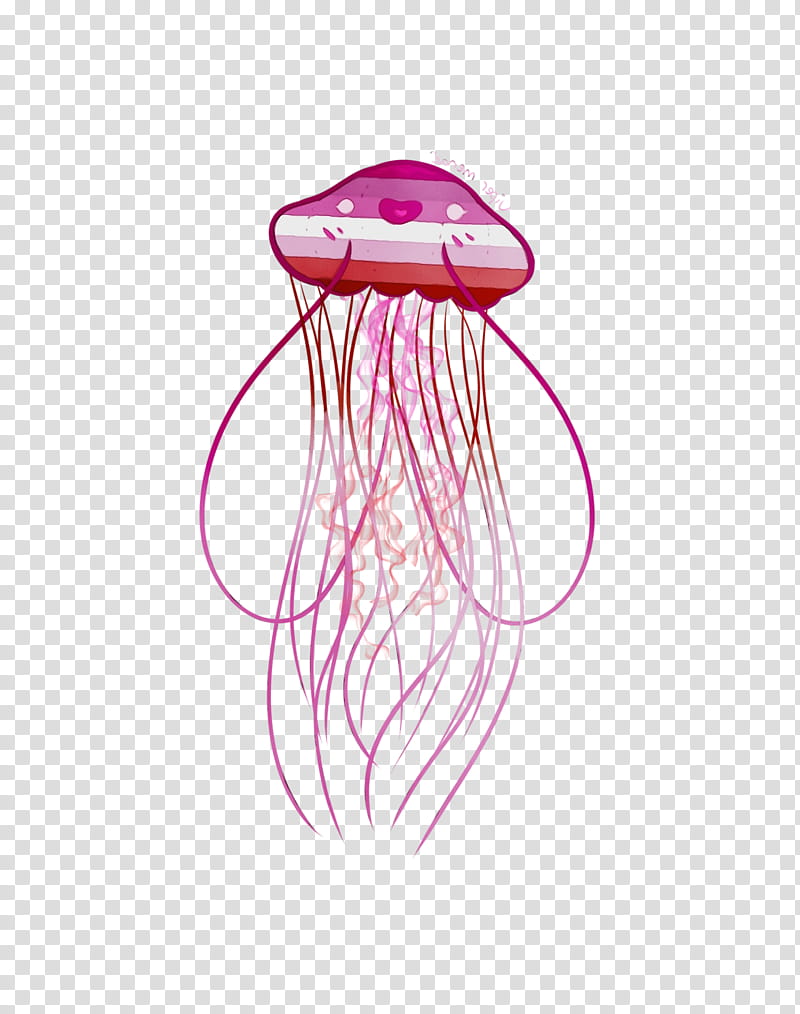 jellyfish pink cnidaria marine invertebrates magenta, Watercolor, Paint, Wet Ink transparent background PNG clipart