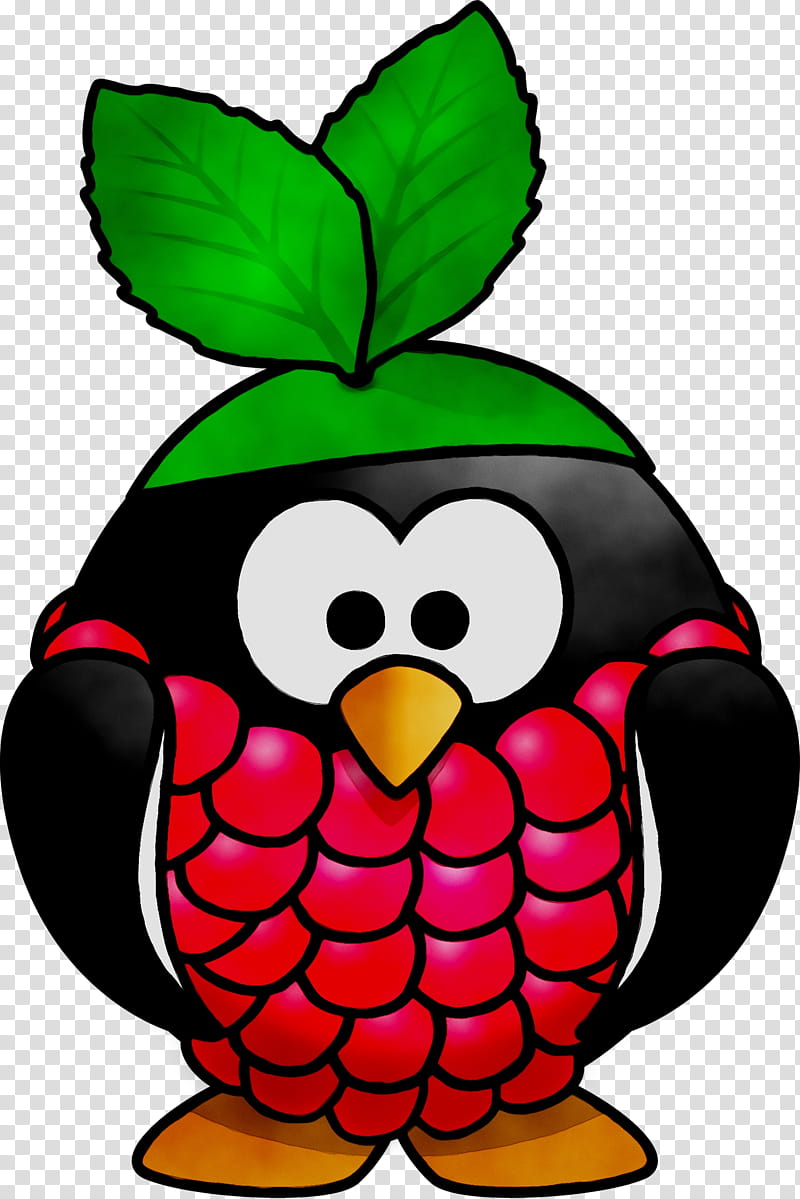 Penguin, Beak, Fruit, Raspberry Pi, Cartoon, Flightless Bird, Green, Plant transparent background PNG clipart