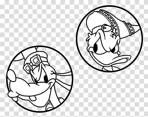 KH Donald and Goofy line arts for stained glass transparent background PNG clipart