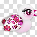 Lil cHick a Dees Icons,  cHick-a-Dee White-Pink (floral), white and pink floral bird transparent background PNG clipart