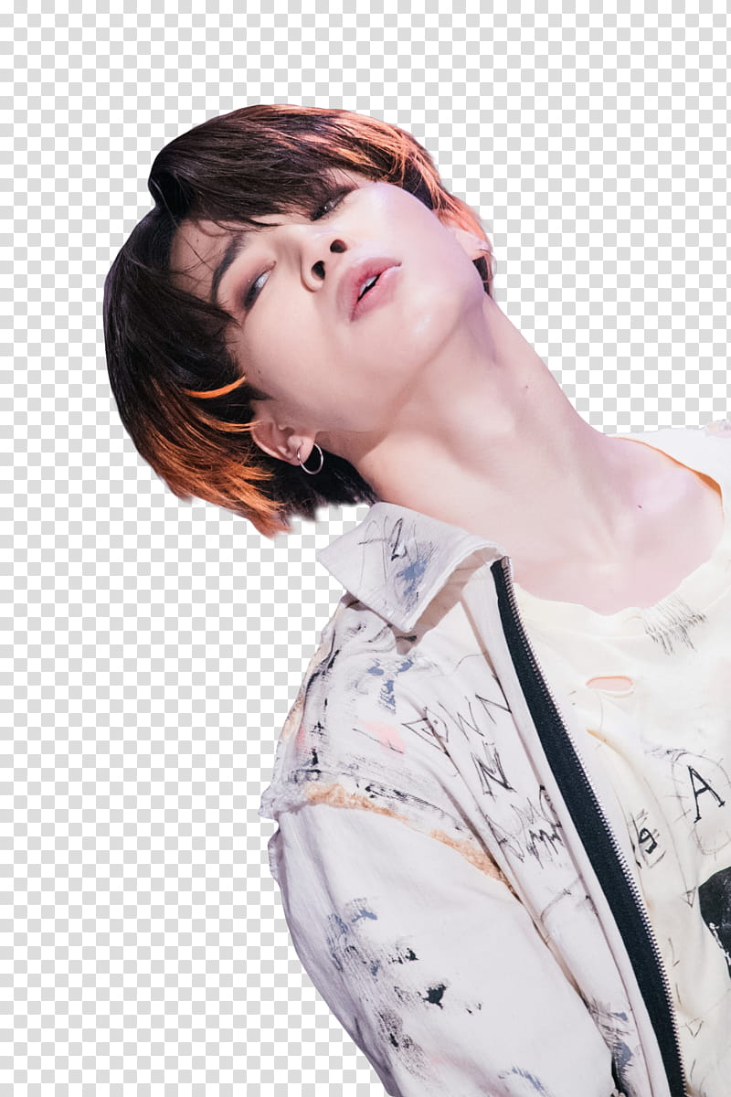 Jimin BTS, man wearing signed white zip-up jacket transparent background PNG clipart