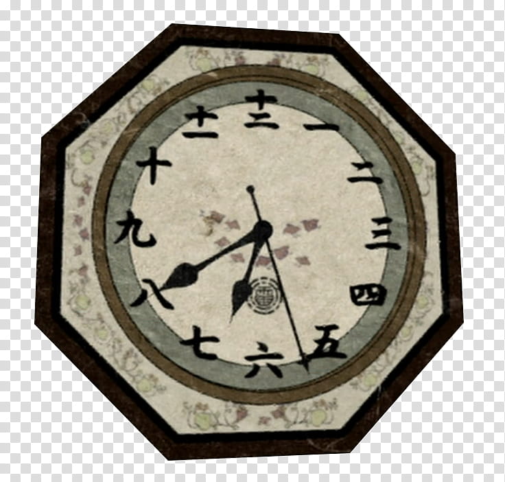 Mononoke, beige japanese analog clock illustration transparent background PNG clipart
