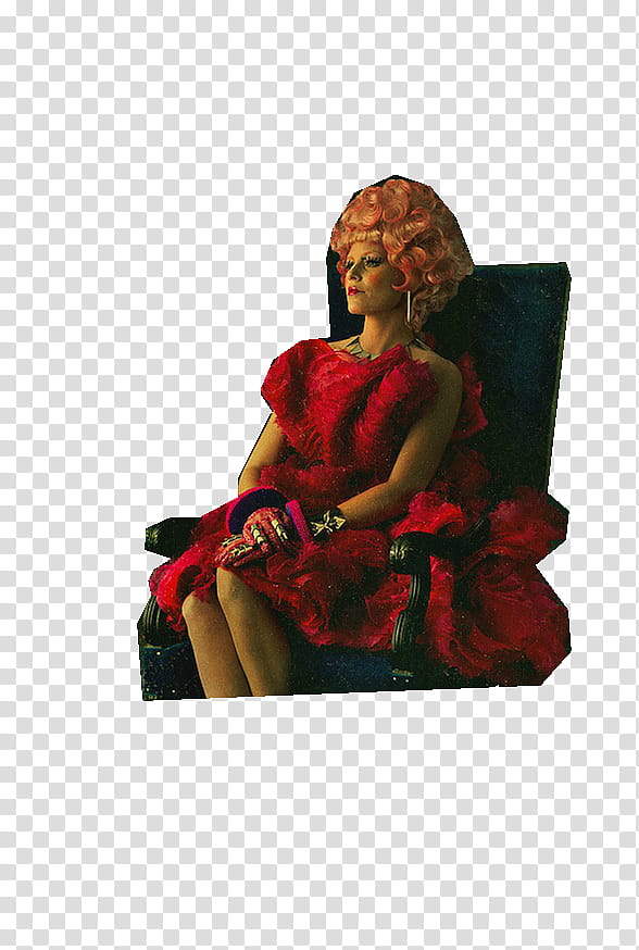 The Hunger Games Catching Fire, woman wearing red dress while sitting on chair transparent background PNG clipart