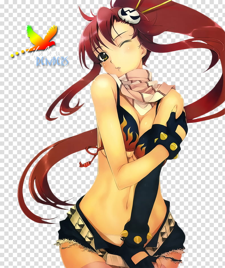 Tengen Toppa render, brown haired female anime illustration transparent background PNG clipart