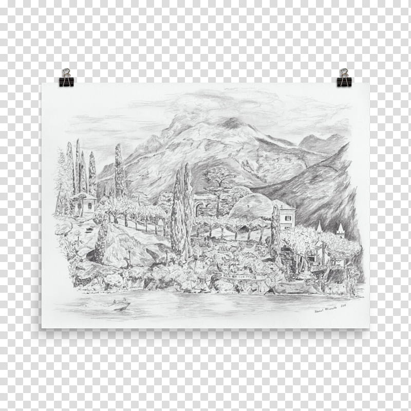 Watercolor, Lake Como, Villa Del Balbianello, Drawing, Watercolor Painting, Province Of Como, Italy, Blackandwhite transparent background PNG clipart