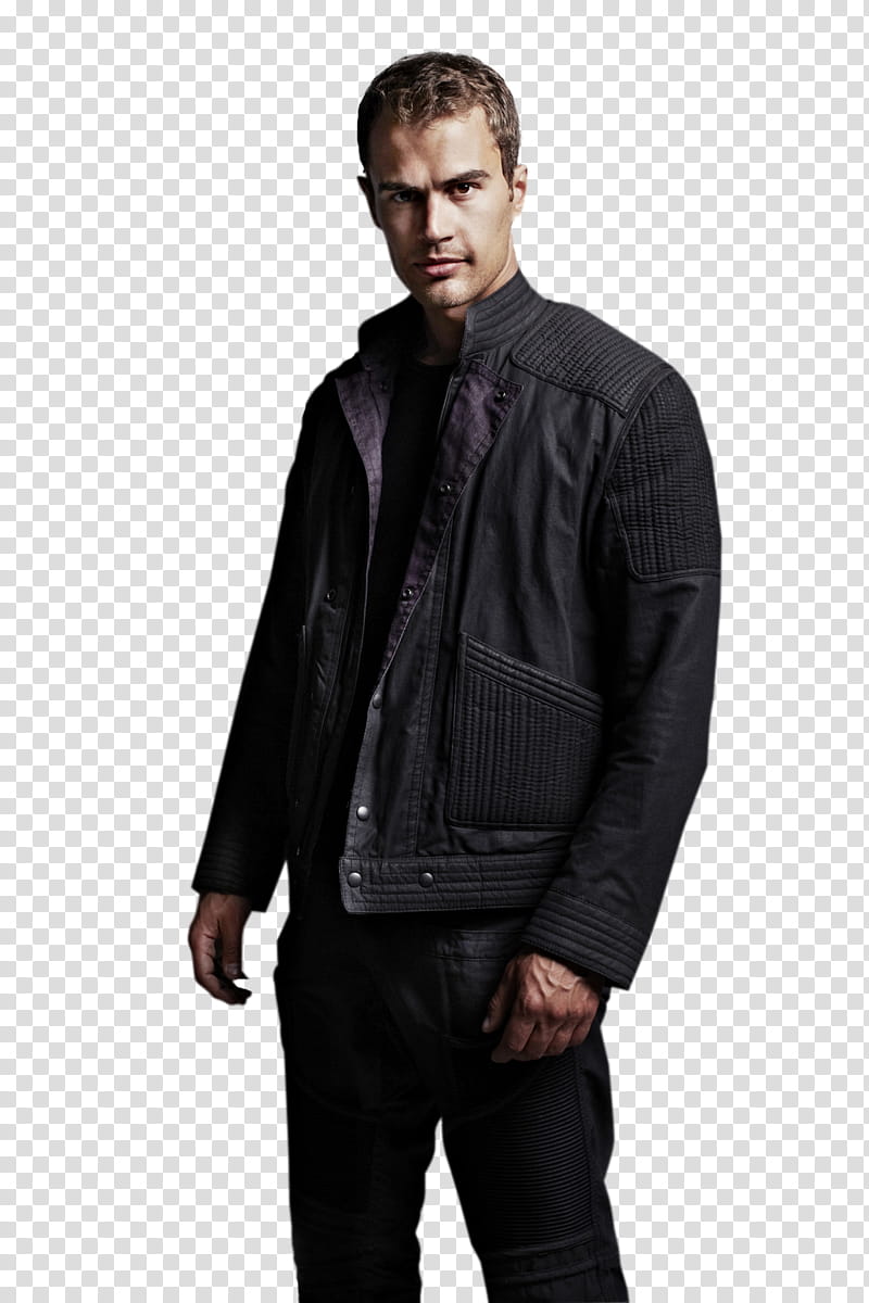 Divergente, man wearing black bomber jacket transparent background PNG clipart