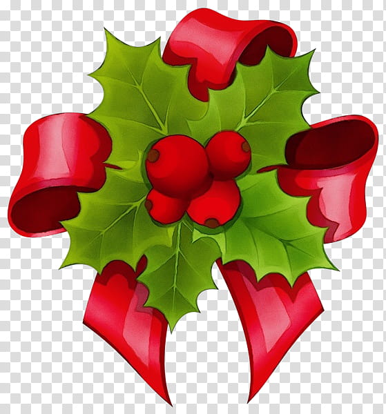 Red Watercolor Flowers, Paint, Wet Ink, Aquifoliales, Floral Design, Cut Flowers, Christmas Ornament, Leaf transparent background PNG clipart