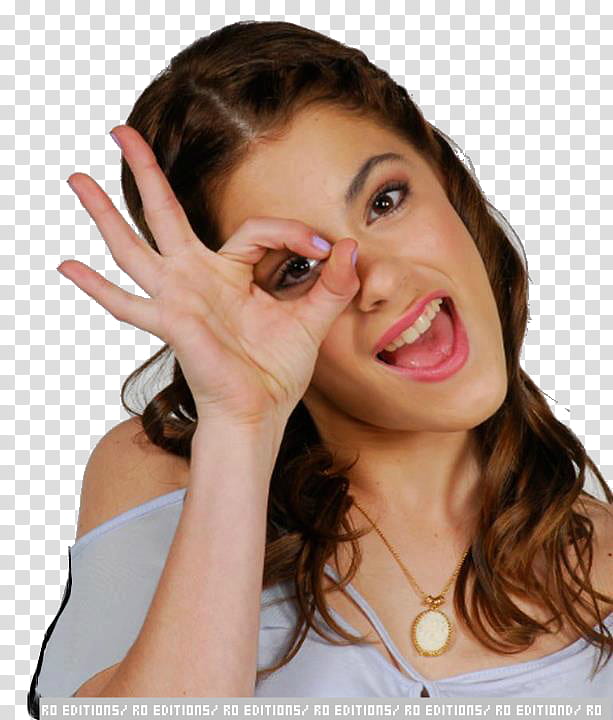 Violetta de Disney, woman wearing white top showing ok gesture transparent background PNG clipart