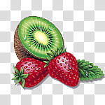 some icons, , sliced kiwi and red strawberries transparent background PNG clipart