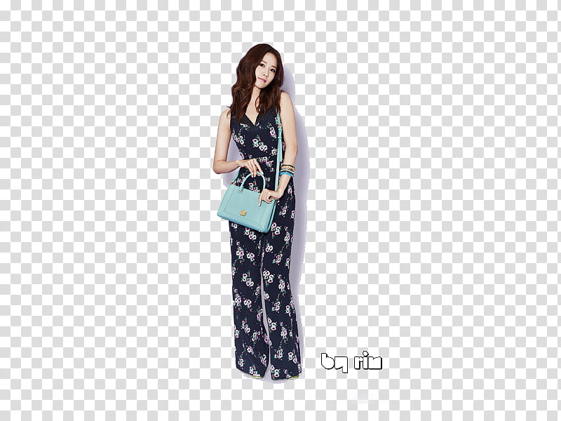 YoonA Instyle, woman in black and green floral jumpsuit transparent background PNG clipart