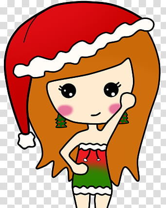 Nenas Navidenias, standing girl wearing Santa hat illustration transparent background PNG clipart