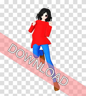 MMD Playtime Girl Ver 2 DL, female character wearing red long-sleeved shirt illustration transparent background PNG clipart thumbnail