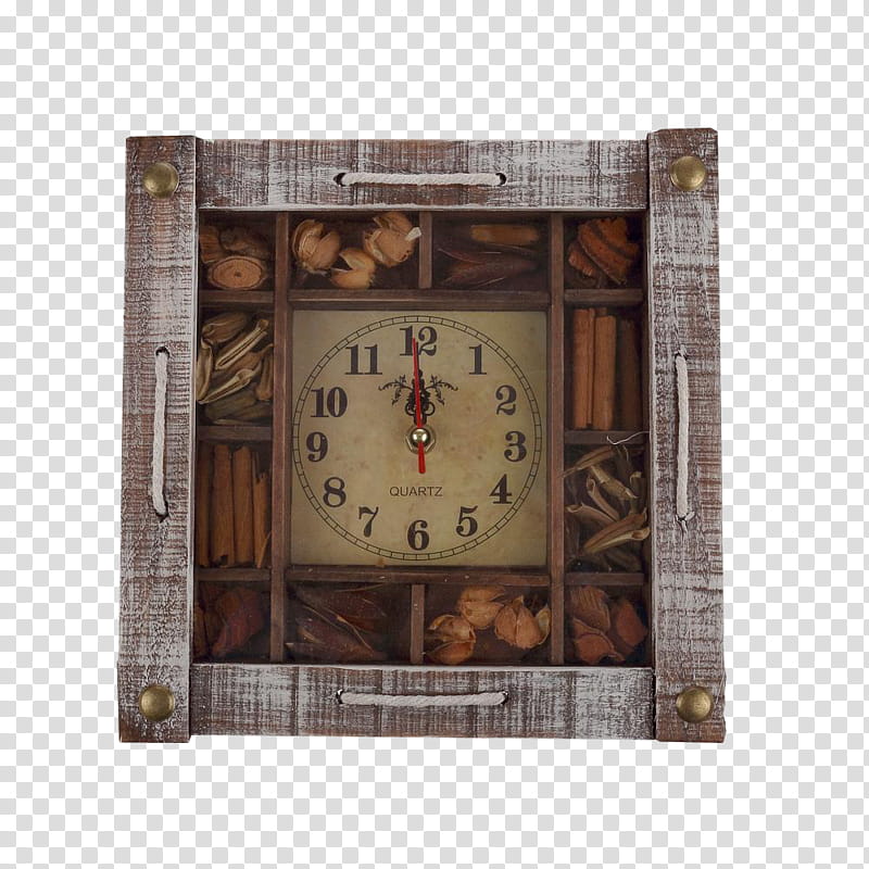 square grey and brown analog wall clock transparent background PNG clipart