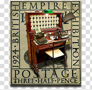 Steampunk Eric Gill Stamp Icon Set, vb transparent background PNG clipart