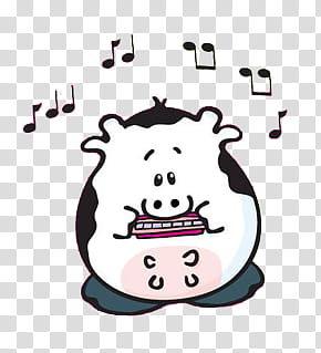 Borlitas, white and black cow playing harmonica illustration transparent background PNG clipart