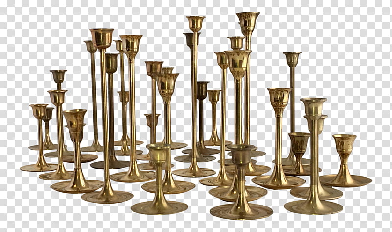 Metal, Brass, Candlestick, Menorah, Tulip, Midcentury Modern, Drawing, Candle Holder transparent background PNG clipart