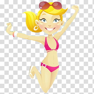 D drawing of a cartoon woman in a pink bikini transparent background PNG clipart