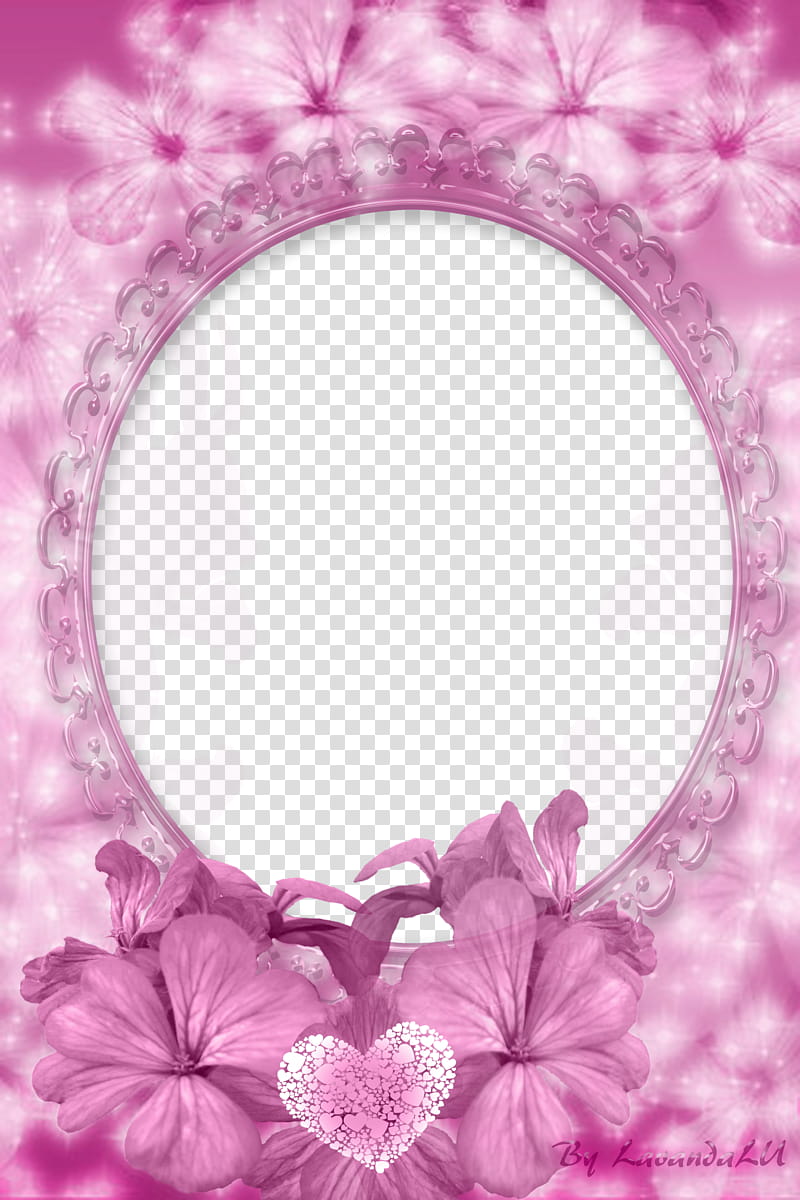 Lav Frames , pink floral border transparent background PNG clipart