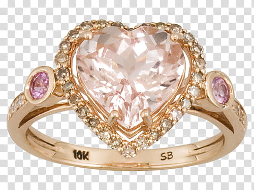 Rose Gold Mega , gold-colored ring with pink gemstones transparent background PNG clipart