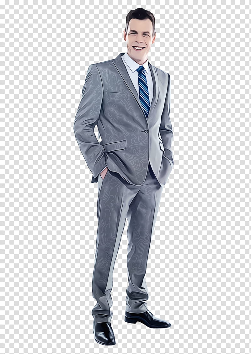 suit clothing standing formal wear blue, Watercolor, Paint, Wet Ink, Blazer, Gentleman, Male, Outerwear transparent background PNG clipart