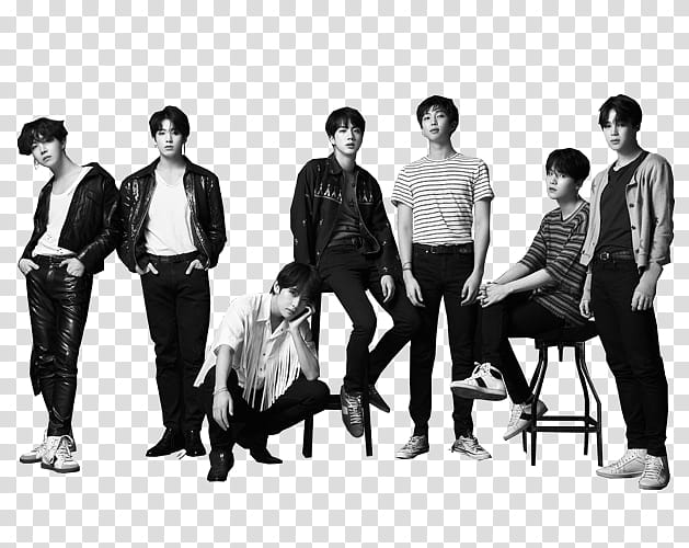 BTS LOVE YOURSELF TEAR , group of men in black and white graphy transparent background PNG clipart