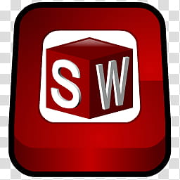 WannabeD Dock Icon age, Solid Works, red and white S W icon transparent background PNG clipart
