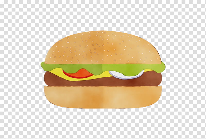 Hamburger, Watercolor, Paint, Wet Ink, Cheeseburger, Food, Fast Food, Orange transparent background PNG clipart