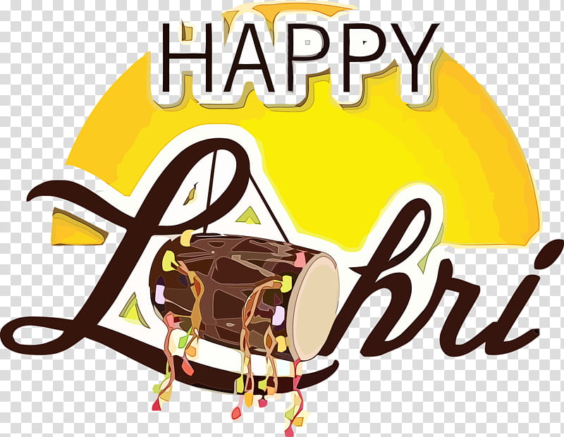 yellow font logo, Lohri, Happy Lohri, Watercolor, Paint, Wet Ink transparent background PNG clipart