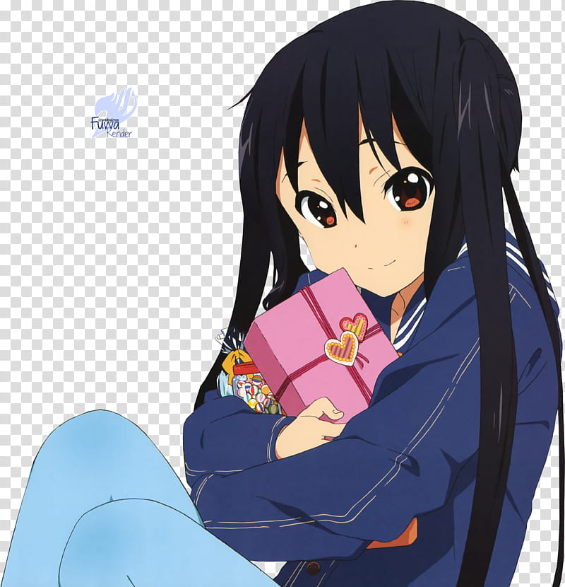 Azusa Nakano Render, girl hugging pink box animated transparent background PNG clipart